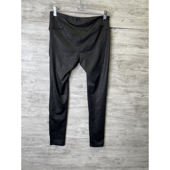 Chelsea DeBoer Lily & Lottie Leggings Womens Medium Black Shiny High Rise Pants - Picture 5 of 8
